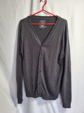 Kolby Men's Charcoal V-Neck Button Cardigan, Size XL